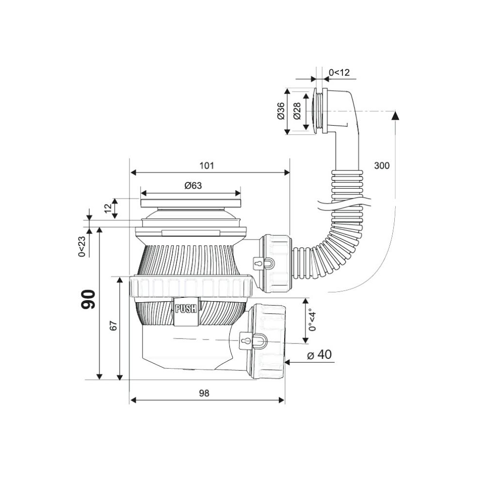Сифон Nano Клик-Клак выход 40 мм c переливом (30987055) 30987055 Santreyd  - Вид №2