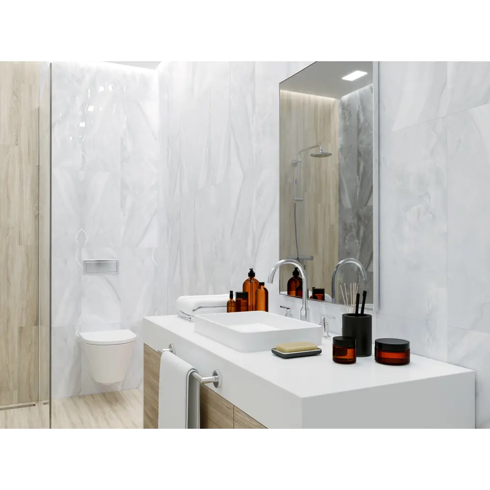 Плитка настенная Lazurro 30х60 см 1.44 м² цвет светло-серый Golden Tile STLM-2169844 - Вид №3