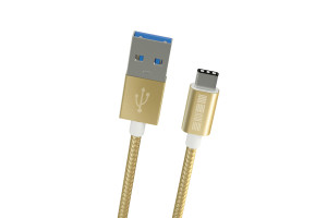 17456646 Кабель TypeC-USB A USB3.0 2.0m нейлон Gold, B201, 53161 Interstep