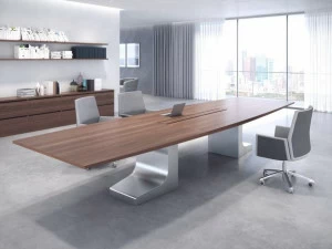 ESTEL GROUP Стол для переговоров из фанерованной древесины с системой управления кабелями Niemeyer