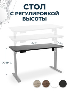 91211665 Компьютерный стол 122x30x73 см металл цвет черный/серый Сборный стол с электроприводом STLM-0519346 LUXALTO