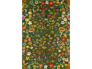 Шерстяной прямоугольный цветочный ковер