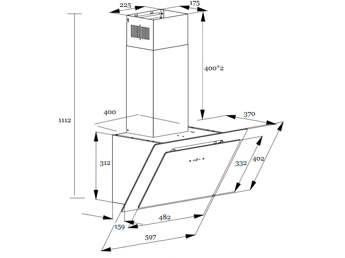 9145460 Вытяжка наклонная SCHTOFF SPIRIT RR 60 черный/черный STDN-0073205 - Вид №2
