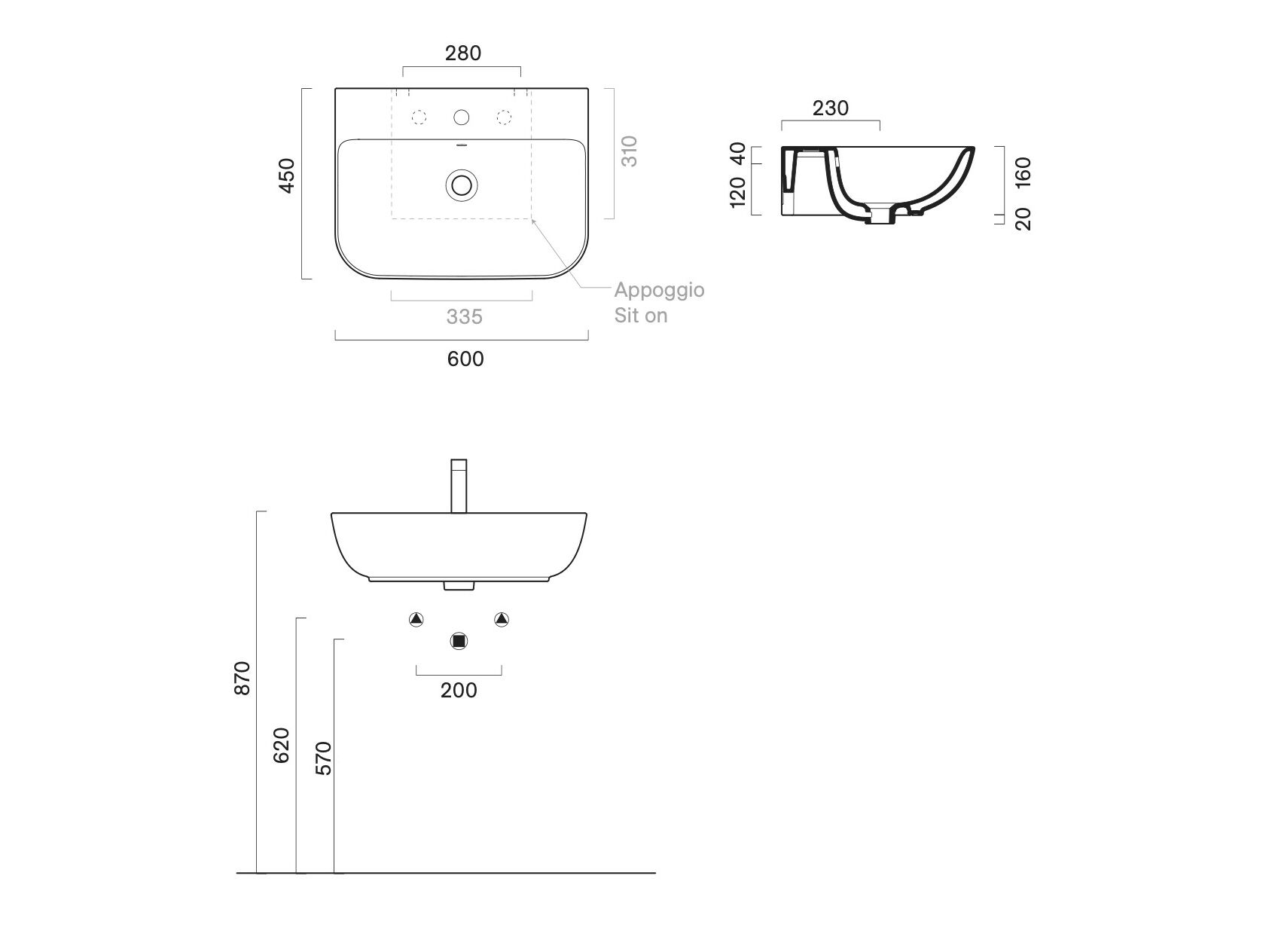 Прямоугольная раковина с переливом CERAMICA CATALANO Italy ARCH-00136642 - Вид №2