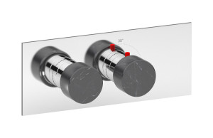 EUA121CFNMR_2 Комплект наружных частей термостата на 1 потребителей - горизонтальная прямоугольная панель с ручками Marmo IB Aqua - 1 потребитель