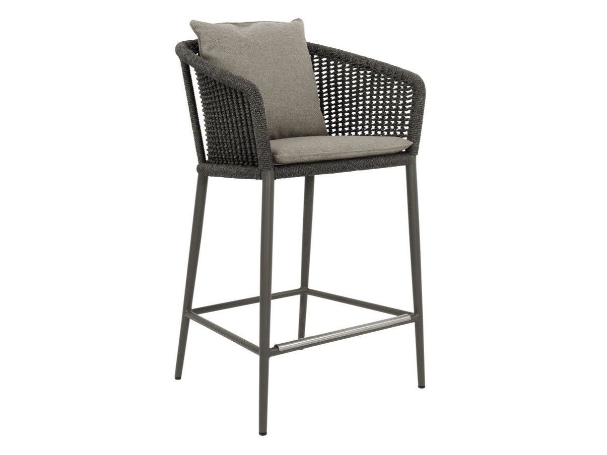 Табурет из морской веревки и алюминия с подлокотниками JANUS et Cie Knot ARCH-00021697