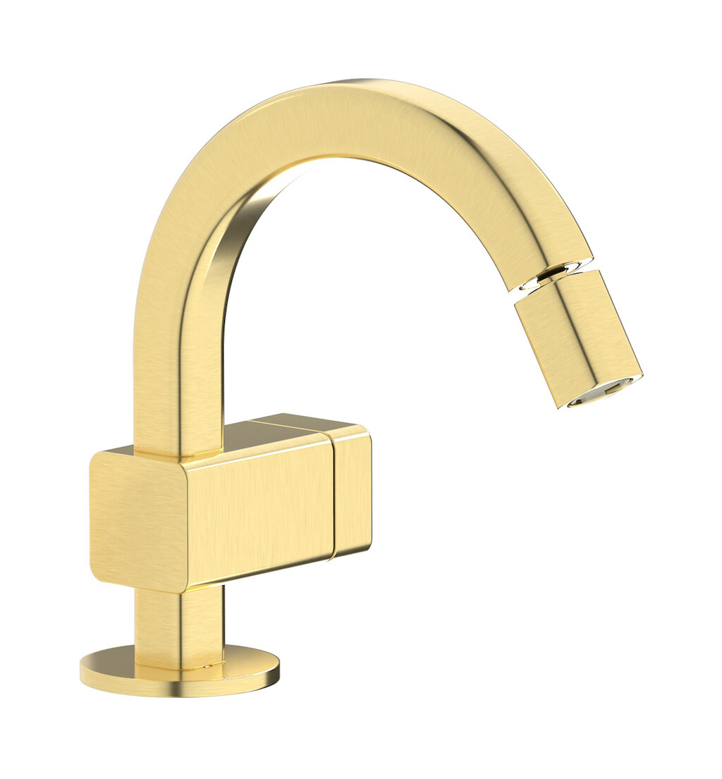 Прогрессивный смеситель для биде на 1 отверстие в комплекте с донным клапаном. WE ARE IB eo220is_1 Brushed Pale Gold Elio