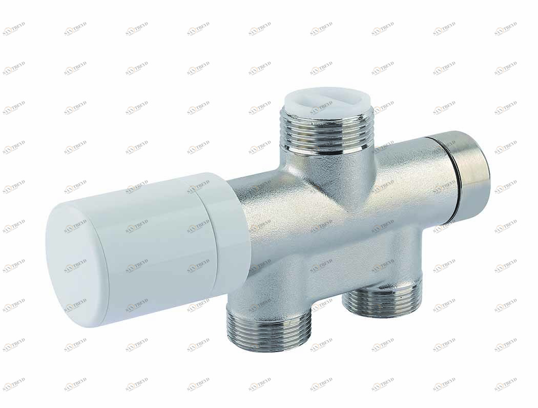 Carlo Poletti V81510QTKM Клапан термостатический прямой, одно/двухтрубный с бай-пасс, с подключением медной или пластиковой трубы. Межосевое расстояние 40 мм 