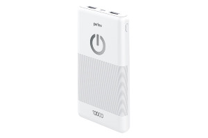 16515561 Внешний аккумулятор Powerbank 10000 mah Micro usb In Out USB 1 А, 2.1A White 30013893 Perfeo