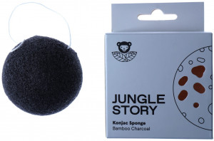 535819 Спонж ультра мягкий "Бамбуковый активированный уголь ", черный Jungle Story