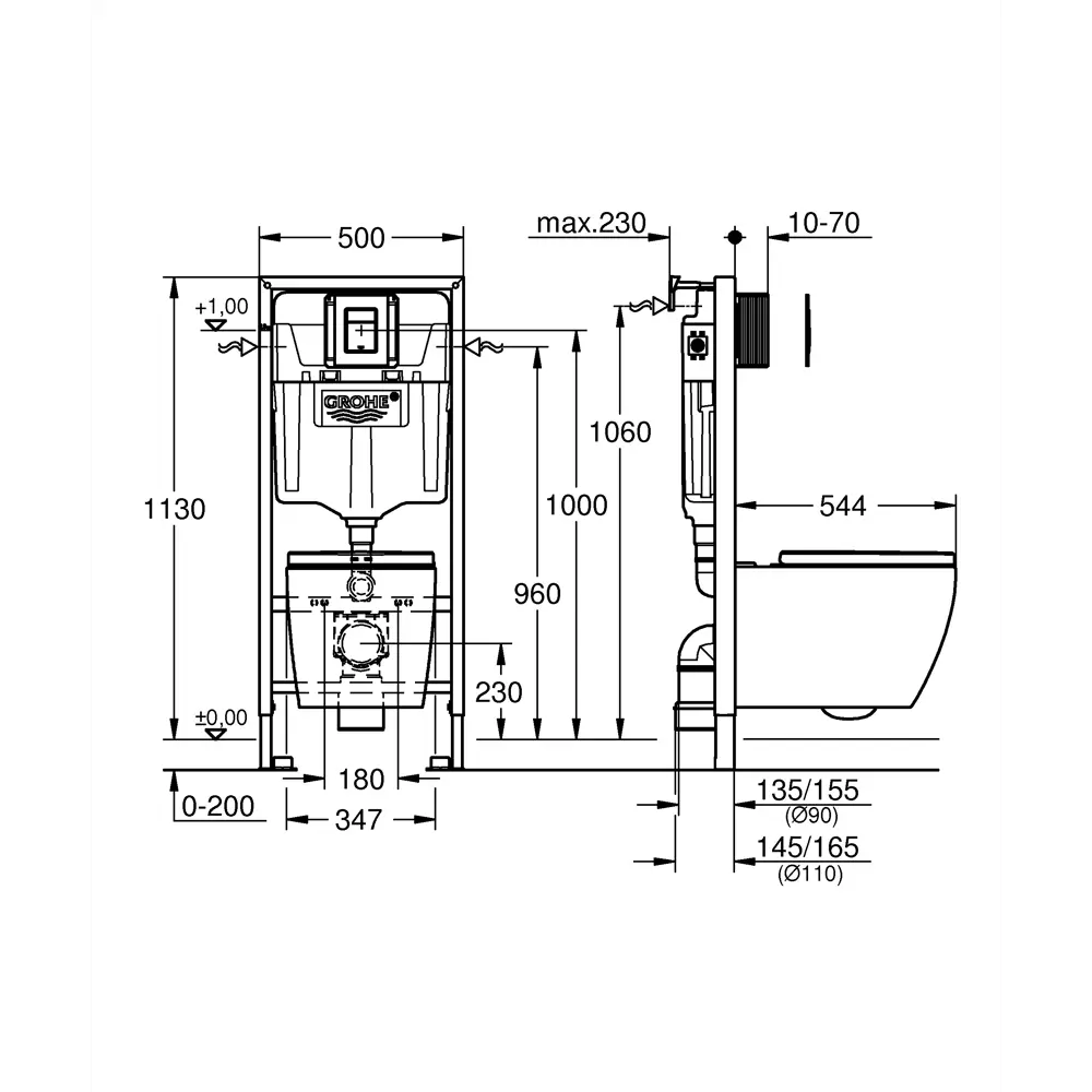 Комплект инсталляция и унитаз Grohe Сет Clova Ceramic STLM-2165003 - Вид №6