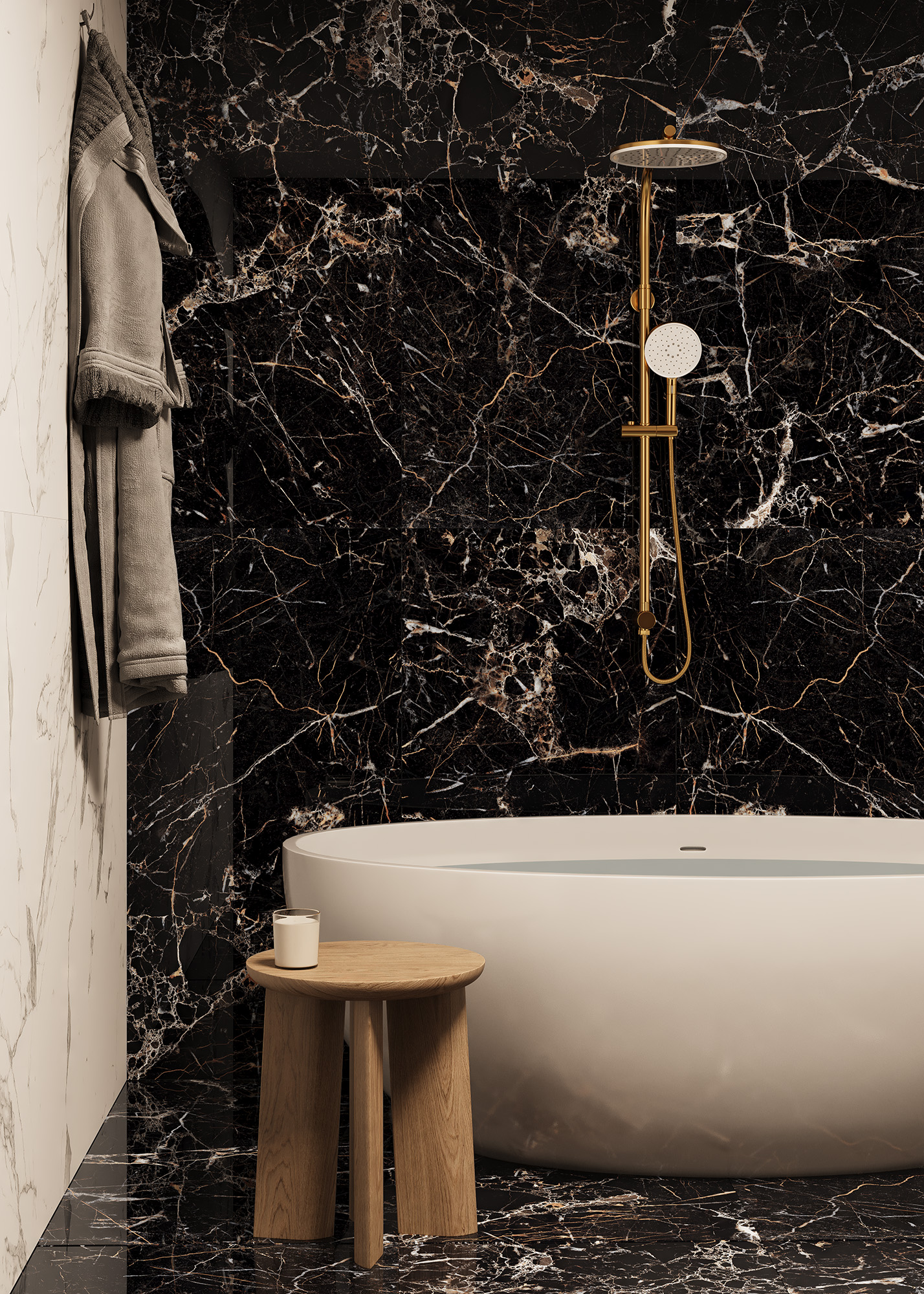 Керамогранит TORINO BLACK 60х120 Arcadia Ceramica HG2007-A STLM-1394656 89396422 High Gloss - Вид №1