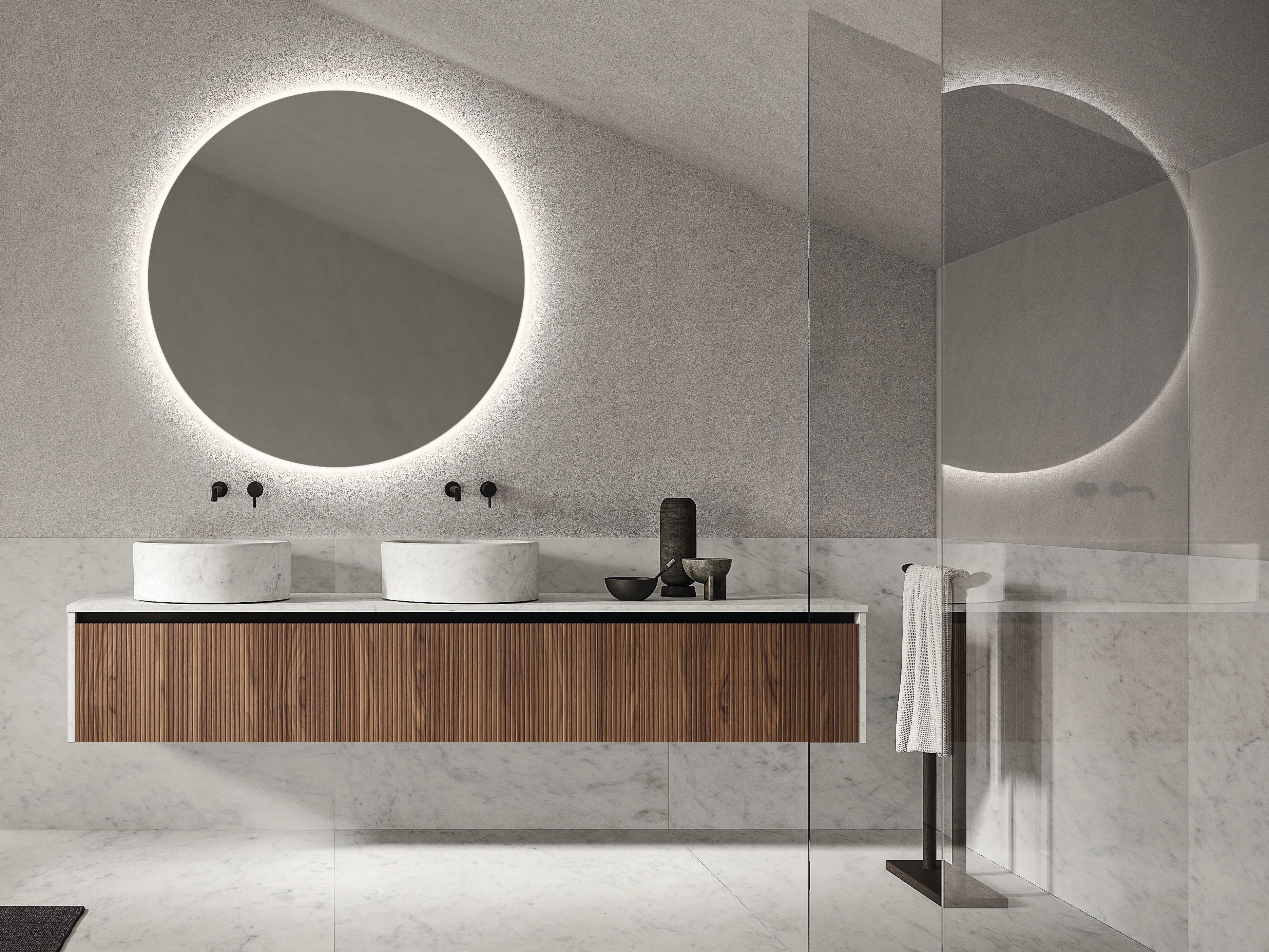 Мебель для ванной комнаты из грецкого ореха и каррарского мрамора Noorth синтез ARCH-00099679 - Вид №5