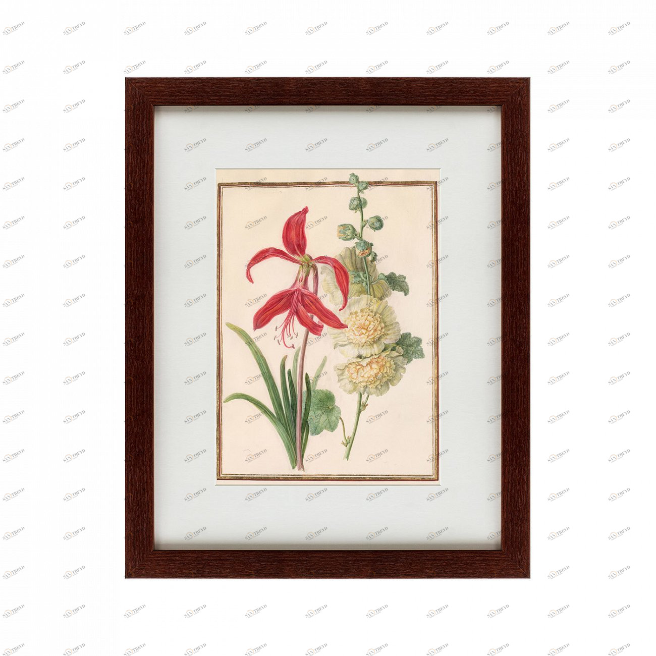 Литография на тонированной бумаге 42х52 см Watercolor over pencil etude №5, 1750 КАРТИНЫ В КВАРТИРУ  135716 Бежевый;белый;зеленый;разноцветный 