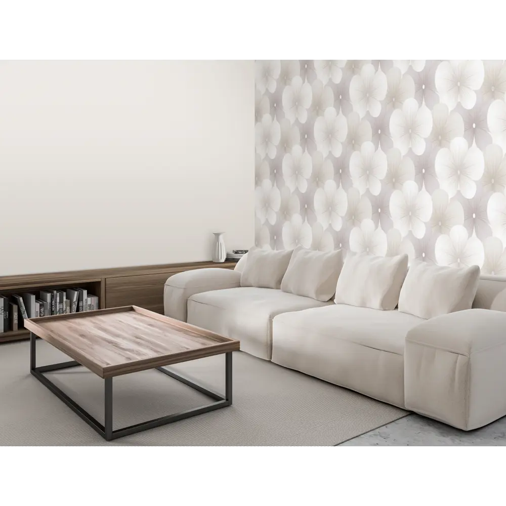 Обои флизелиновые Victoria Stenova Margarita бежевые с цветочным узором 89423702 STLM-1570310 - Вид №4