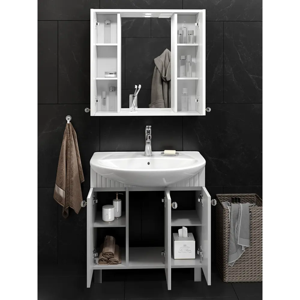 Тумба Роллс 85x79 см ДСП цвет белый с раковиной Kirovit Элеганс 85 89433336 STLM-2067068 Santreyd - Вид №2
