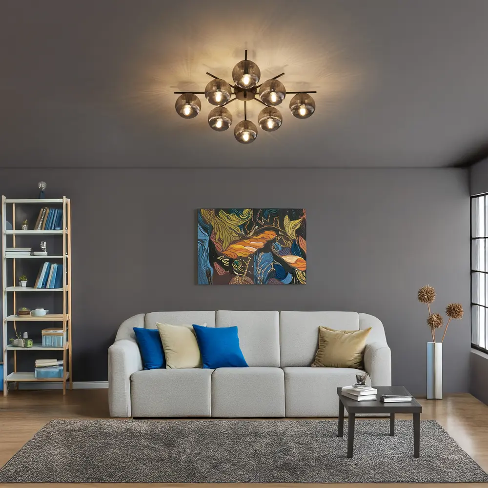 Люстра Freya Ava: 8-рожковая черная с шароподобными плафонами 89426753 STLM-1571566 - Вид №8