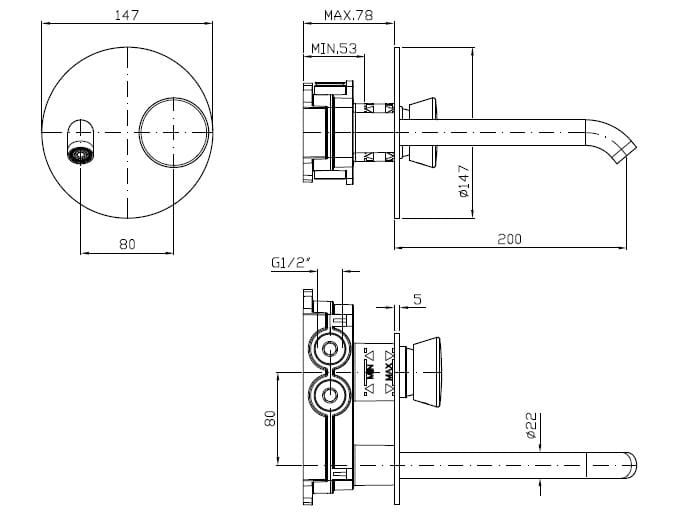 Смеситель для раковины из нержавеющей стали с аэратором Zucchetti Sablier ARCH-00046174 - Вид №2