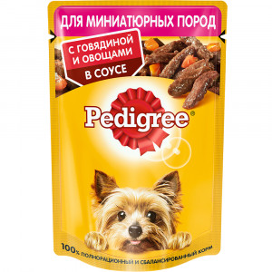 ПР0053694 Корм для собак для миниатюрных пород, говядина с овощами в соусе пауч 85г PEDIGREE