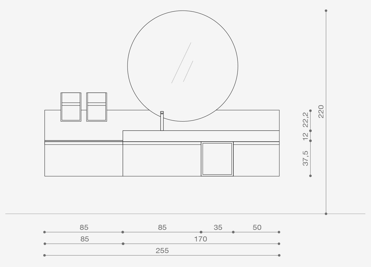 Подвесной шкаф с одной раковиной со встроенной раковиной ARCOM Rail ARCH-00146597 - Вид №4