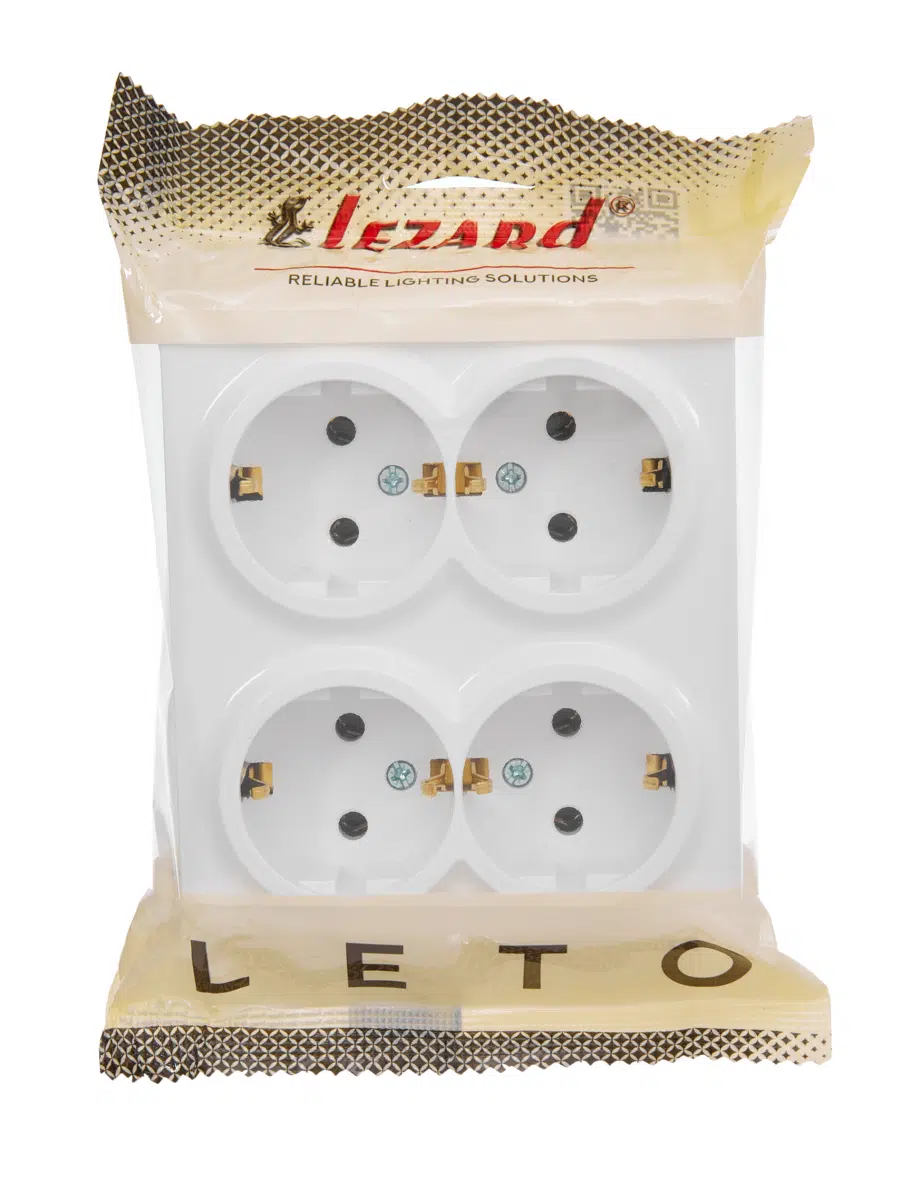 LETO Розетка четверная с/з закрытый корпус ПБТ крем LEZARD 752-0300-127BDP - Вид №1