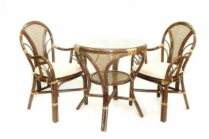 Мебель садовая коричневая, столик и кресла на 2 персоны Arabika-1 ЭКО ДИЗАЙН ПЛЕТЕНАЯ 009657 Бежевый;коричневый