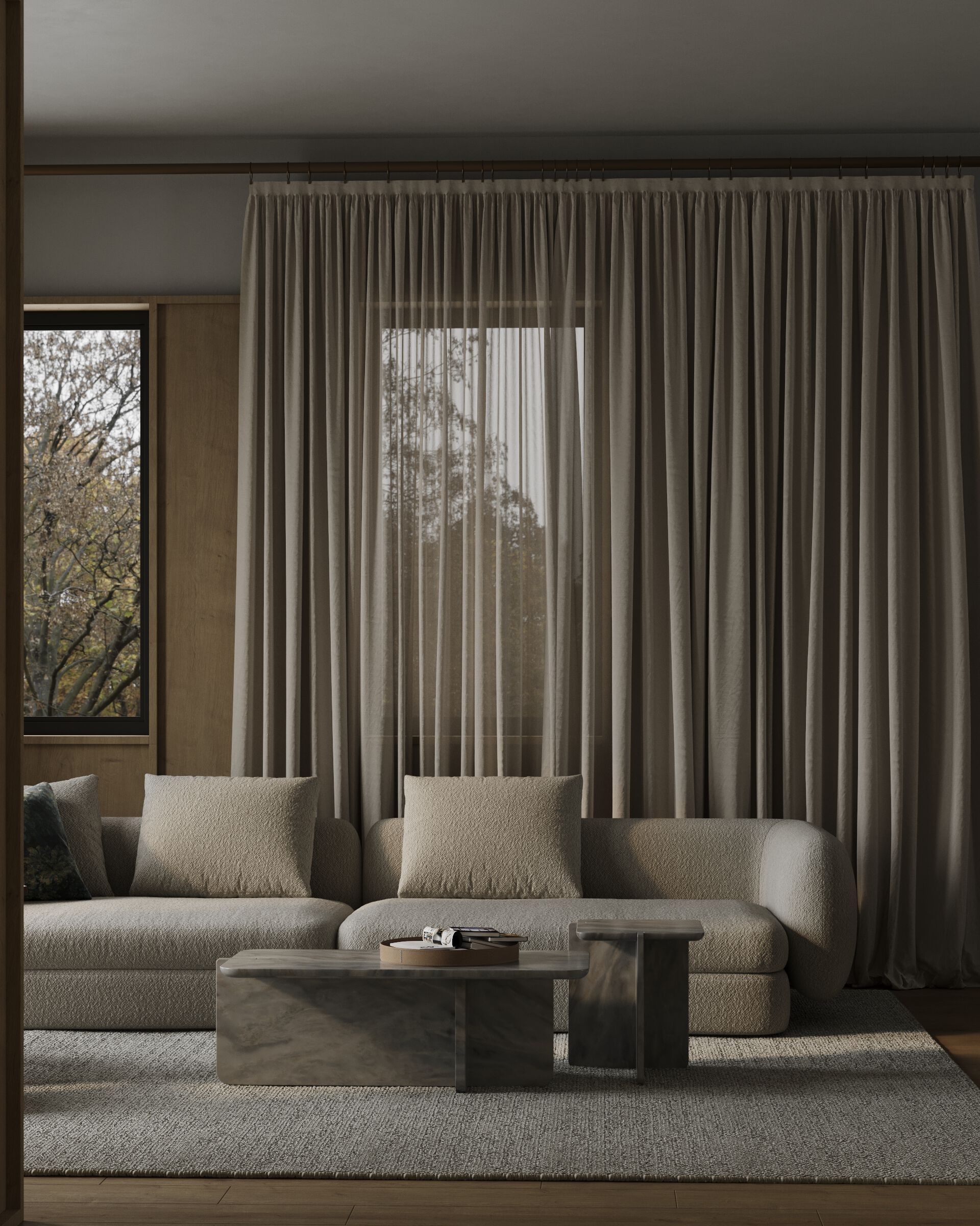 Квадратный журнальный столик из серого мрамора Maami Home Notch ARCH-00033146 - Вид №3