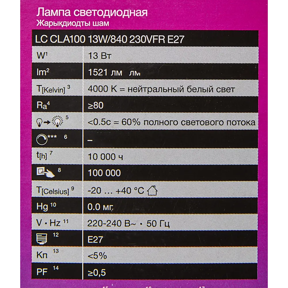 Лампа светодиодная Osram Antibacterial E27 220-240 В 13 Вт груша 1521 лм нейтральный белый свет 82807739 STLM-2040900  - Вид №5