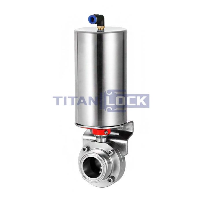 Затвор дисковый с пневмоприводом нерж. 304 DN65, тип clamp-clamp, DIN TLSD65CLS-P TITAN LOCK 