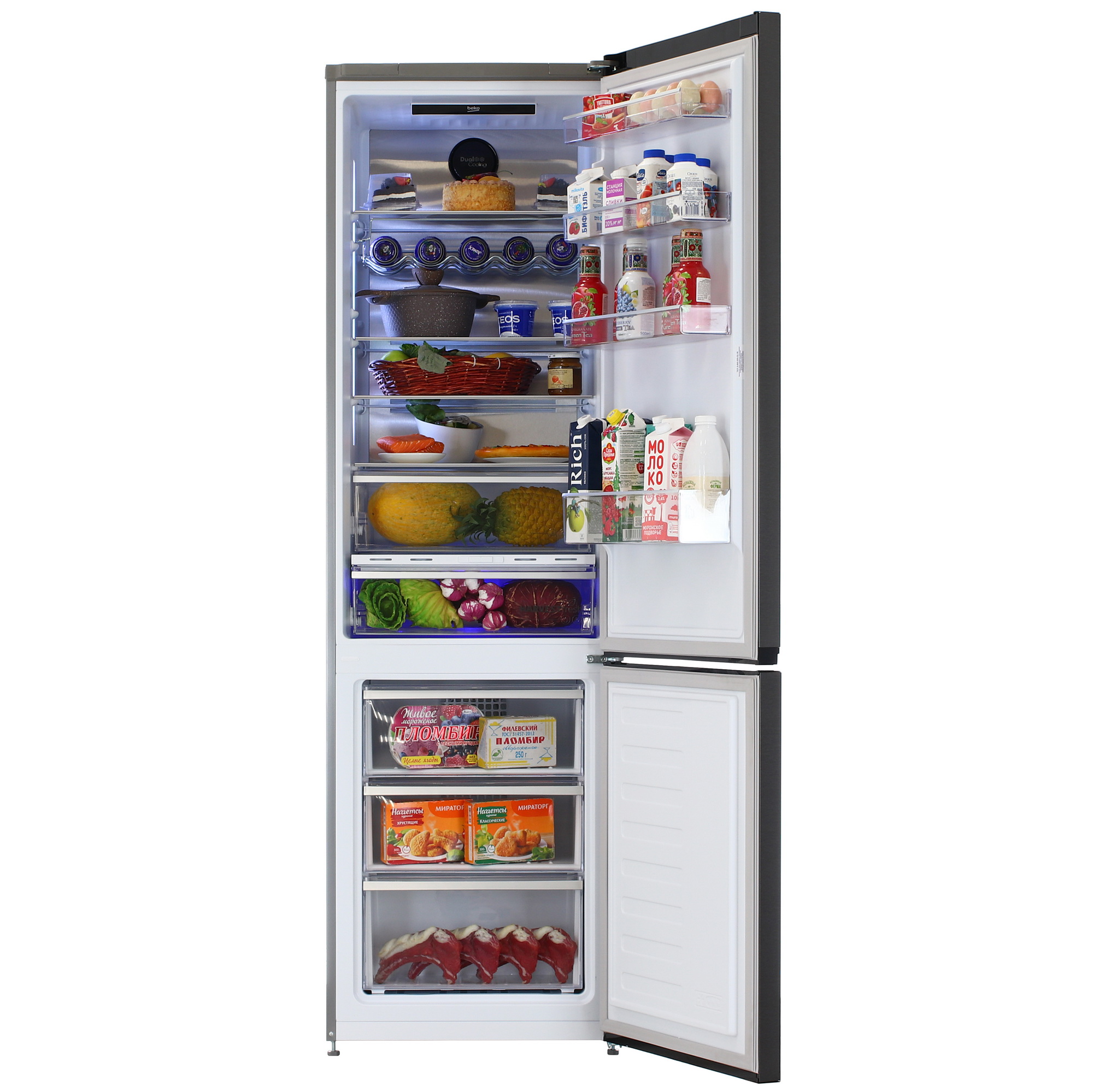 9208976 Холодильник с морозильником   Beko B5RCNK4037ZXBR серый STDN-0068474 - Вид №5