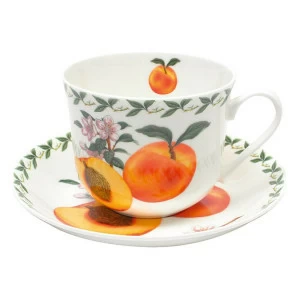 Чашка фарфоровая с блюдцем белая с оранжевым в подарочной упаковке "Абрикос" MAXWELL & WILLIAMS ФРУКТОВЫЙ САД 00-3946831 Белый;оранжевый