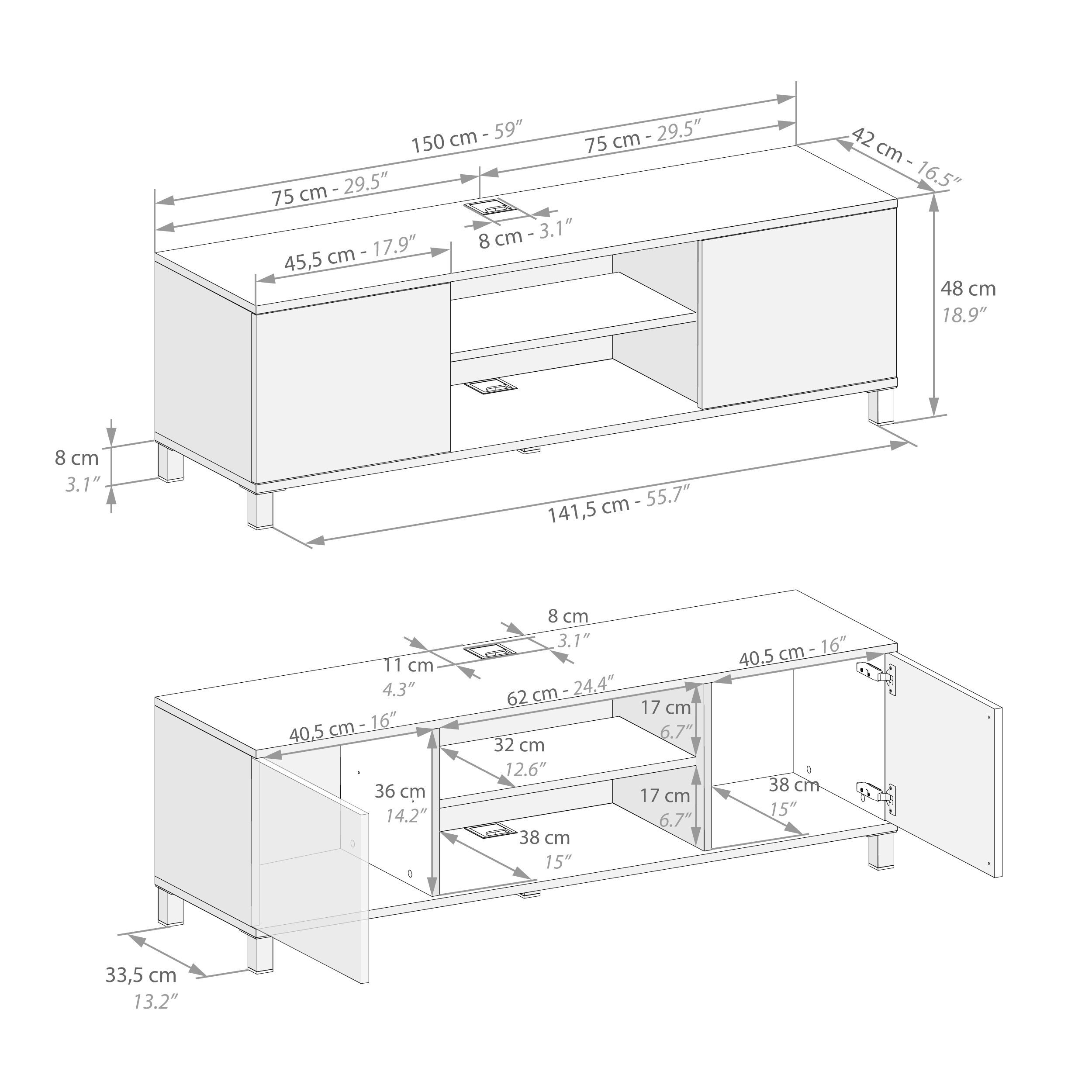 Мебель для телевизора из меламиновой ткани с системой кабельных втулок и распашными дверцами Mobili Fiver Rachele ARCH-00106865 - Вид №31