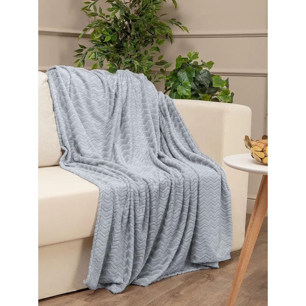 Плед Зигзаг 200x220 см фланелевый цвет серый TEXREPUBLIC STLM-2204680 - Вид №6