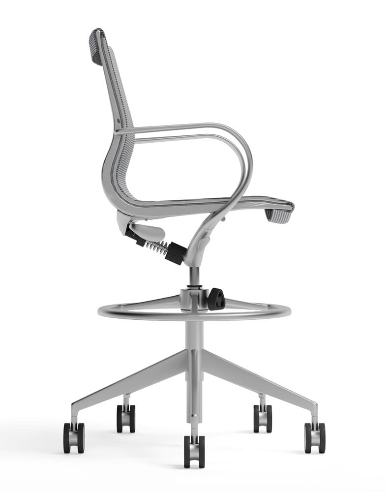 Алюминиевый поворотный рабочий офисный стул с колесами для чертежника WORKSPACE Sterling Mesh ARCH-00059667 - Вид №3