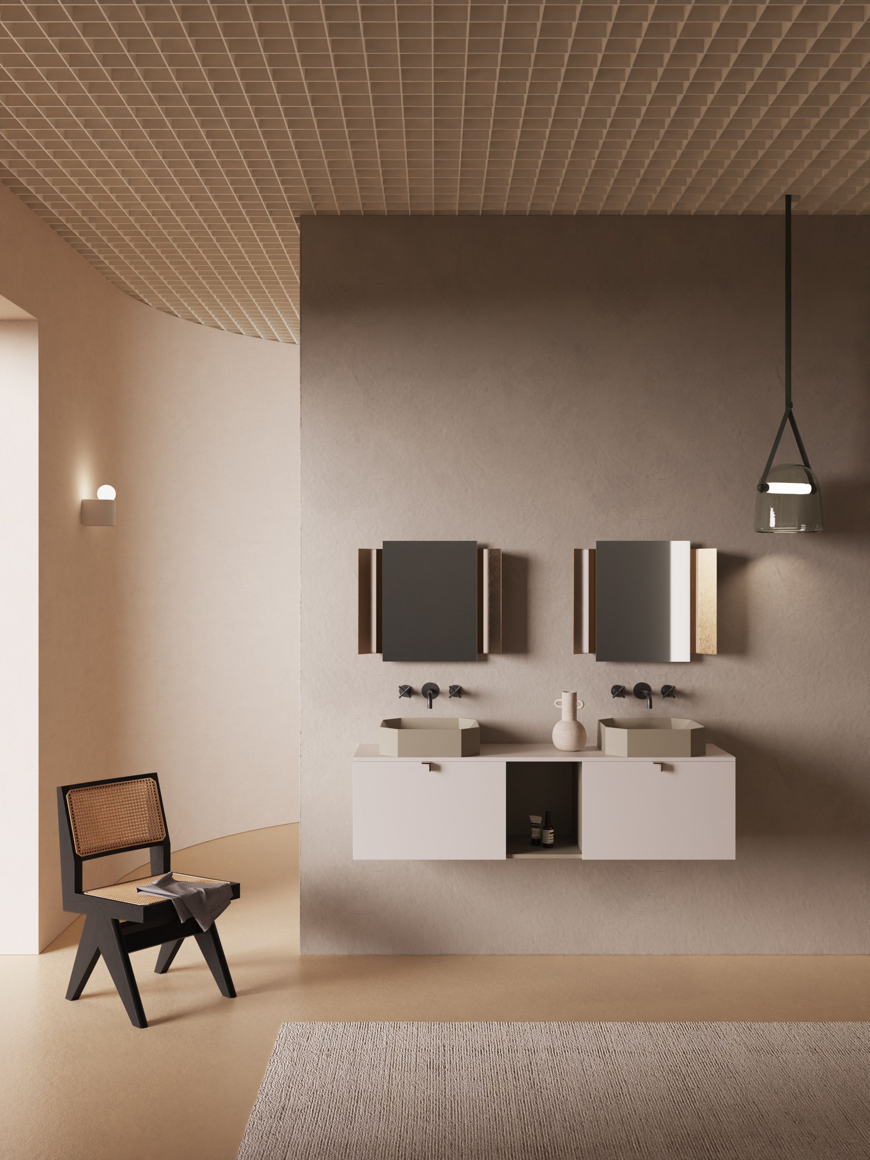 Двойной подвесной умывальник с дверцами Ex.T оригами ARCH-00118501 - Вид №1