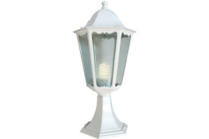 15594369 Садово-парковый светильник, шестигранный на постамент 60W E27 230V, белый 6104 11057 FERON Классика