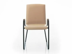 i 4 Mariani Кресло для посетителей с салазками из кожи с подлокотниками Wing