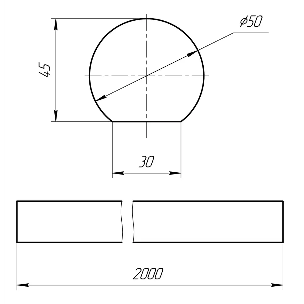 Поручень круглый сращенный хвоя сорт А 50x50х2000 мм Santreyd STLM-2115621 - Вид №1