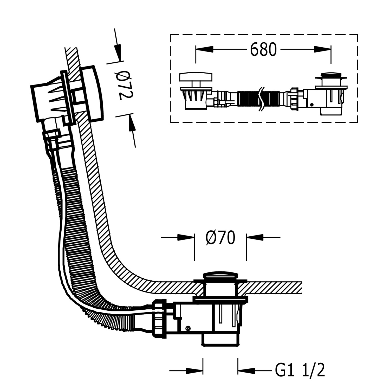 Автоматический сливной клапан для ванны с переливом-13453410 TRES Drain - Вид №1