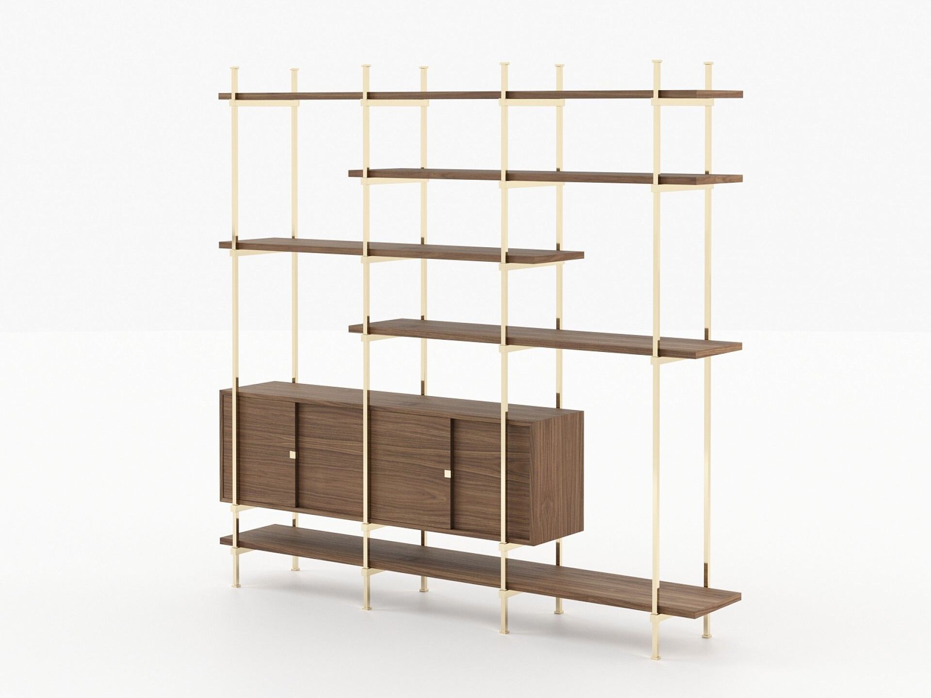 Книжный шкаф из нержавеющей стали и дерева с ящиками Laskasas ARCH-00109941 - Вид №1