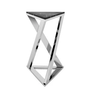 Приставной столик дизайнерский треугольный с черным топом 43 см Divani от Delight Collection DELIGHT  242662 Хром;черный