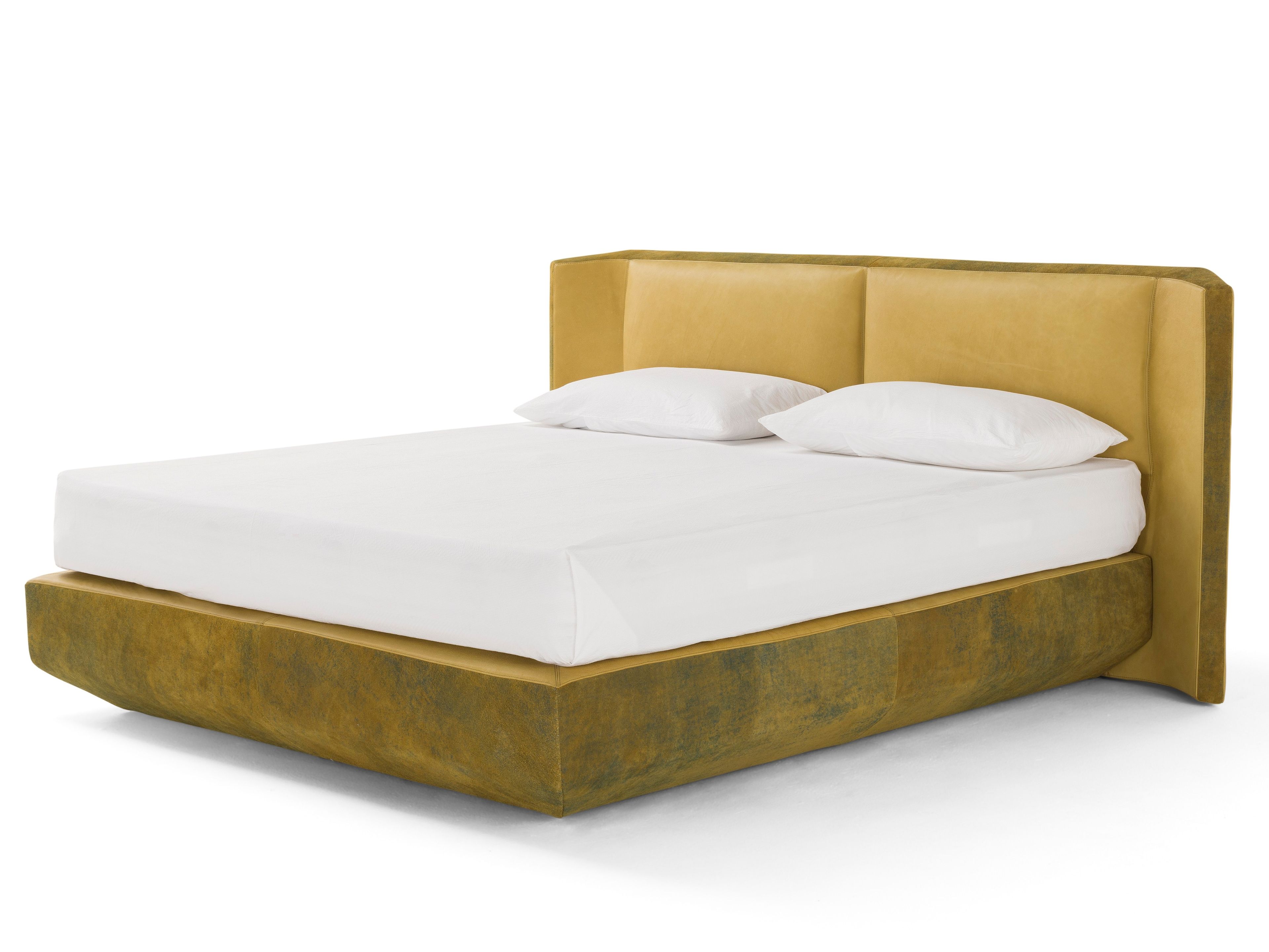 Кожаная двуспальная кровать с мягким изголовьем Amura Panis ARCH-00124958 - Вид №1