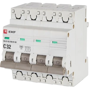 Автоматический выключатель EKF ВА47-63 4P C32 A 4.5 кА