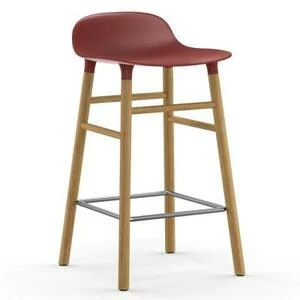 Барный стул Form с ножками из дуба 65 см, красный