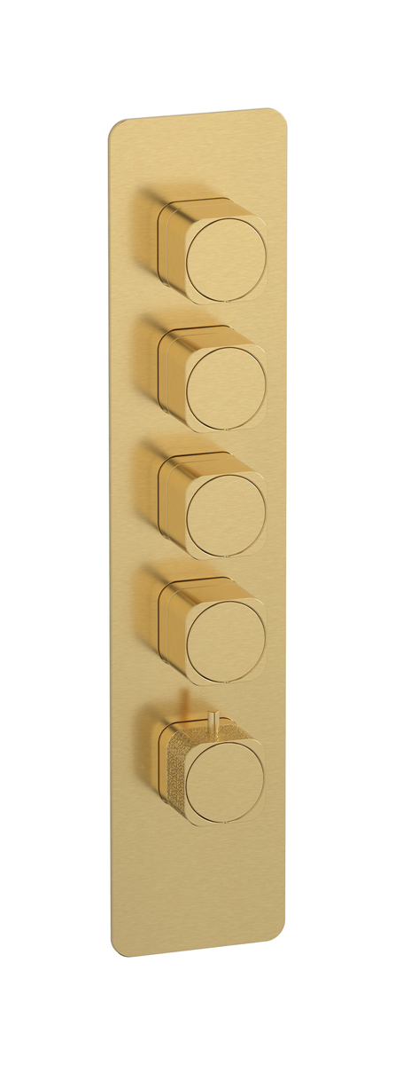 External part of thermostatic 4 ways, square plate, vertical, Coral handle WE ARE IB eua416osneo_2 Brushed Gold Aqua