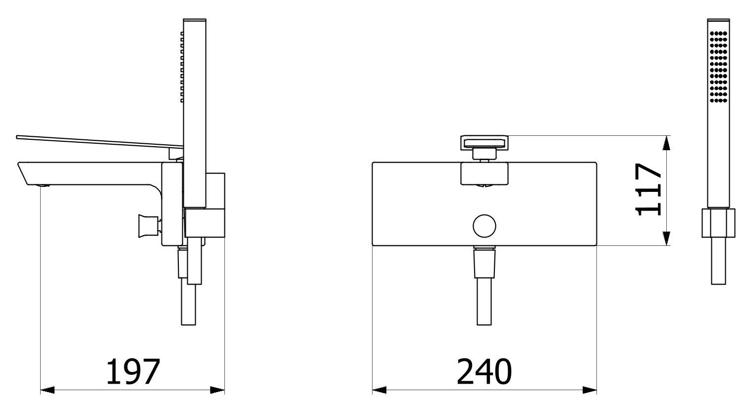 Настенный смеситель для ванны с ручным душем IB K3 ARCH-00067552 - Вид №1
