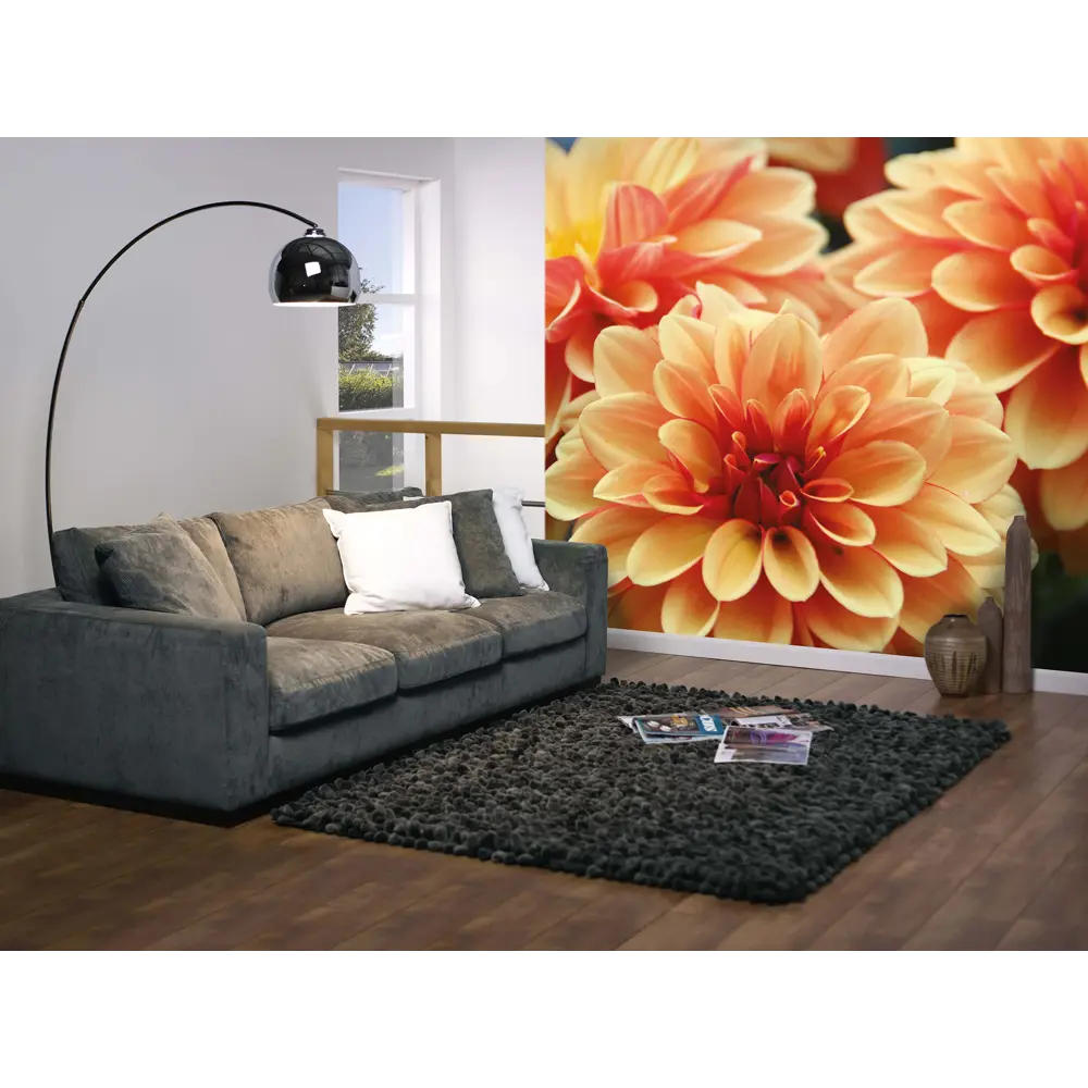 Фотообои 3D Flizart «Оранжевые георгины», флизелиновые, 300x280 см FBRUSH STLM-2158105 - Вид №2