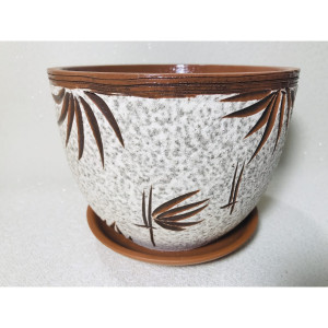 Горшок для цветов керамический Бамбук текстурный 2.3 л. Изготовлен из красной огнеупорной глины, покрыт прозрачной глазурью. КОТОВСКАЯ МАЙОЛИКА