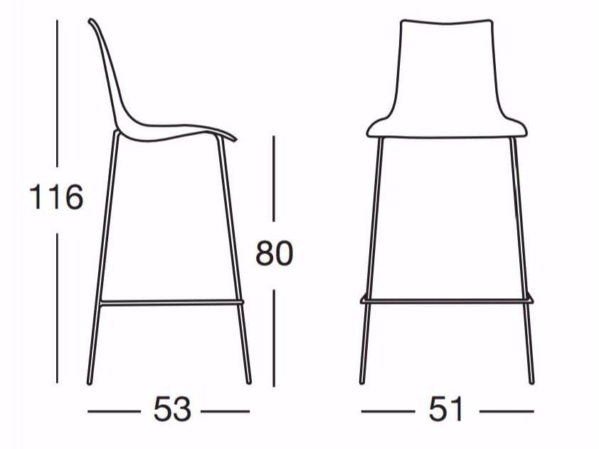 Высокий стул из поликарбоната S-CAB Zebra ARCH-00074290 - Вид №3