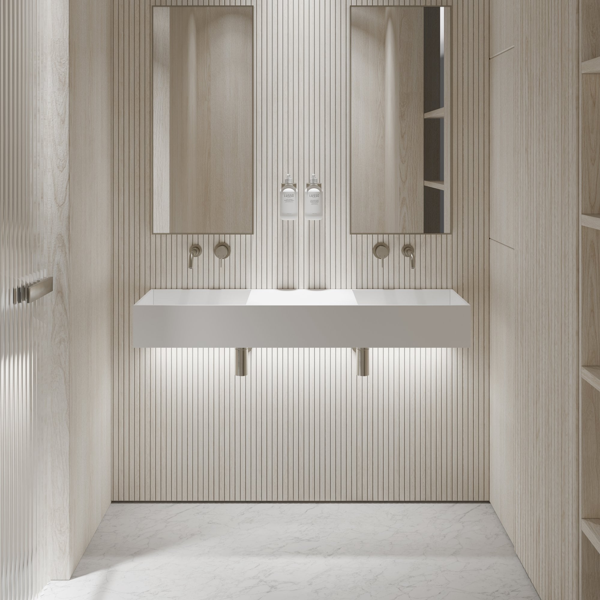 Прямоугольный двойной подвесной умывальник из смолы LUSSO COTTI ARCH-00102562 - Вид №4